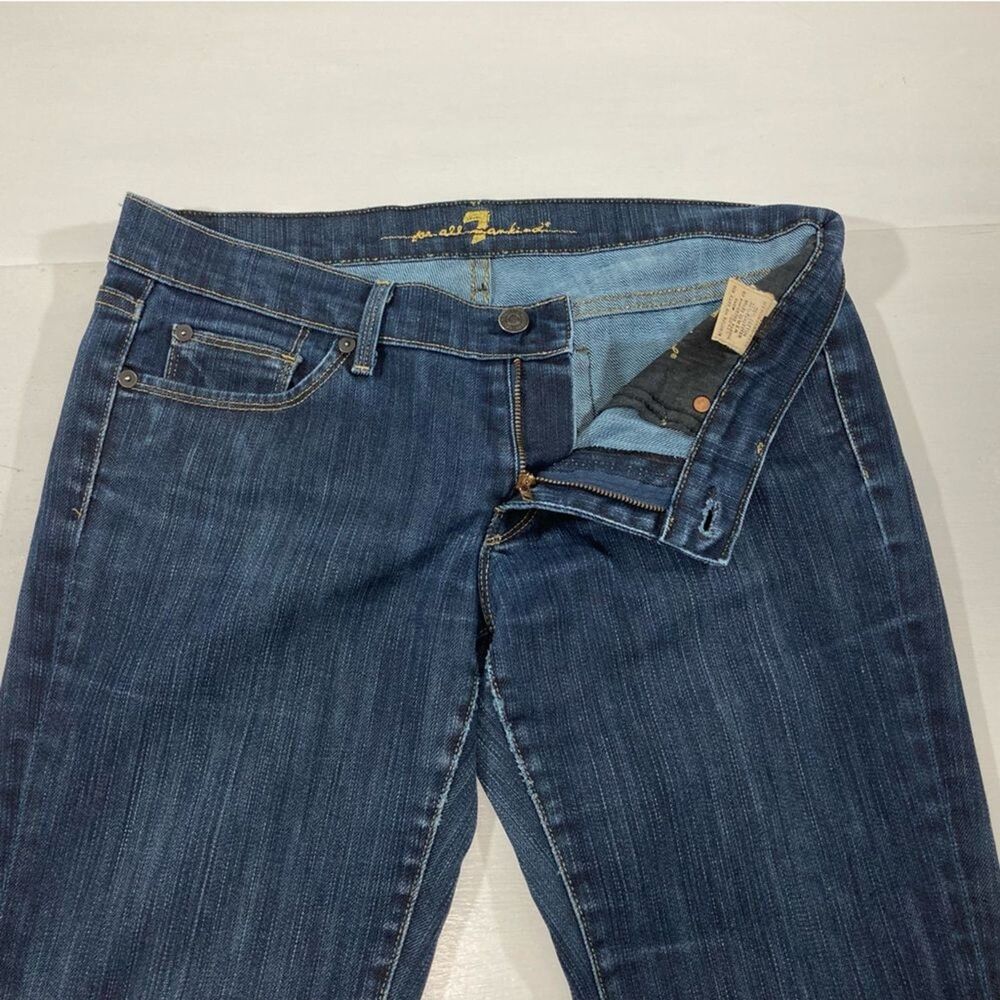 7 For All Mankind Gold Digger Jeans Womens 29 Blue Low Rise Straight Designer - Picture 6 of 12